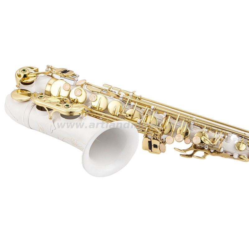 Saxofón Alto Mib Llave Lacada Dorada Cuerpo Blanco (AAS5505CW)