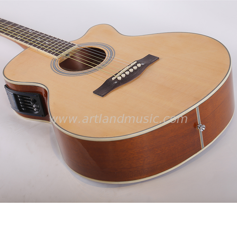 Guitarra acústica de cuerpo delgado de 40 ′ ′ hecha a mano a medida Natural