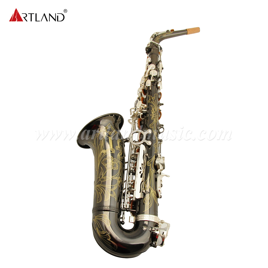 Cuerpo de tubo de luz niquelado negro para saxofón Alto Eb (AAS6509)