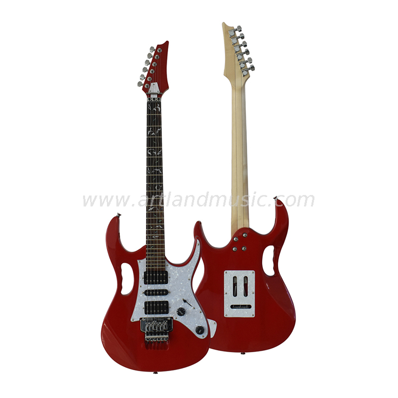Guitarra eléctrica (EG005) Laca brillante roja y blanca
