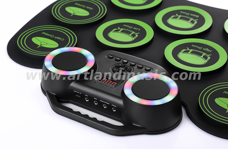Kit de batería digital electrónica plegable de silicona enrollable a mano de percusión (ADD-609)