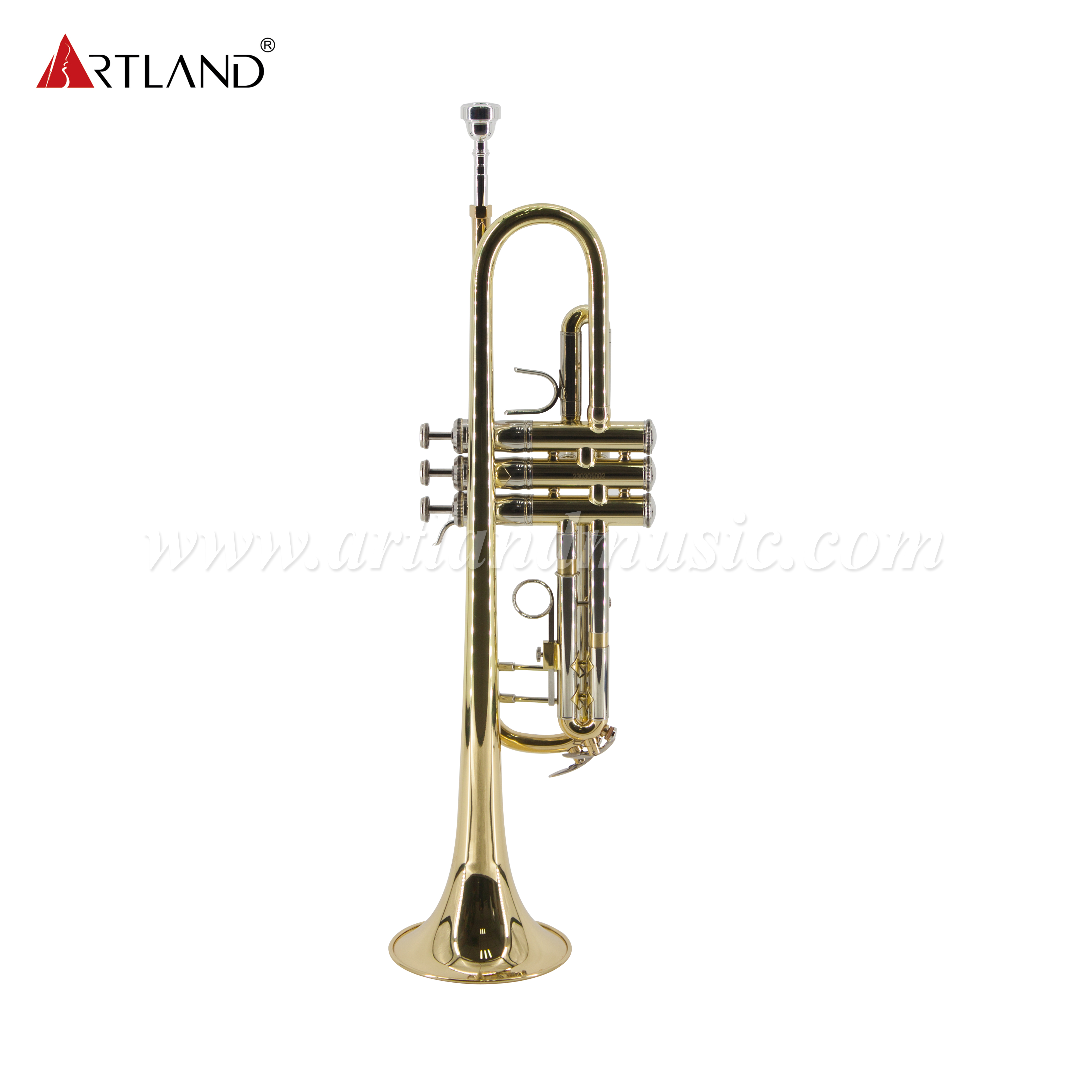 Instrumento de latón profesional Trompeta de latón amarillo macizo con estuche (ATR8336)