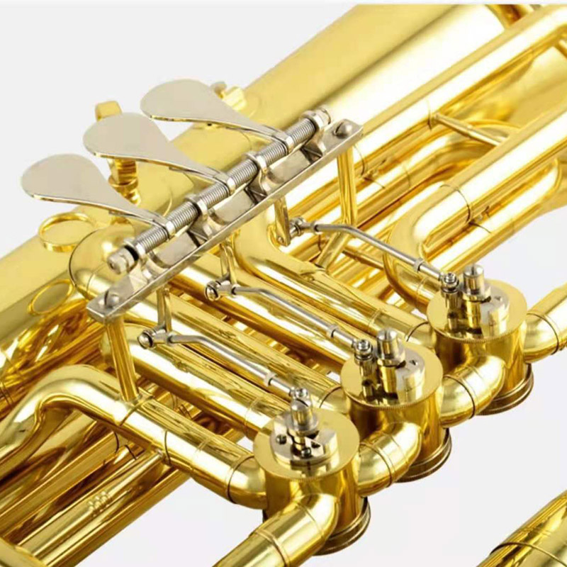 Tuba Lacado en oro Llave de bB con Estuche Diapositiva de afinación de latón （ATTB300）