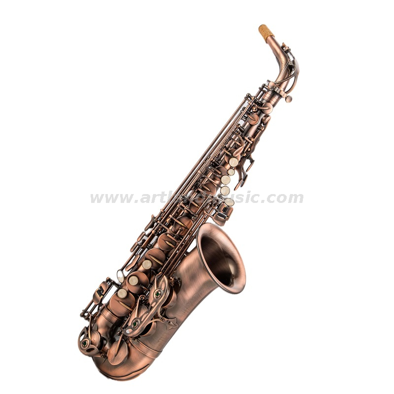 EB Alto Saxofon Antiguo Acabado Red Bronce, Case de saxofón de carbono ligero (AAS5507AG)