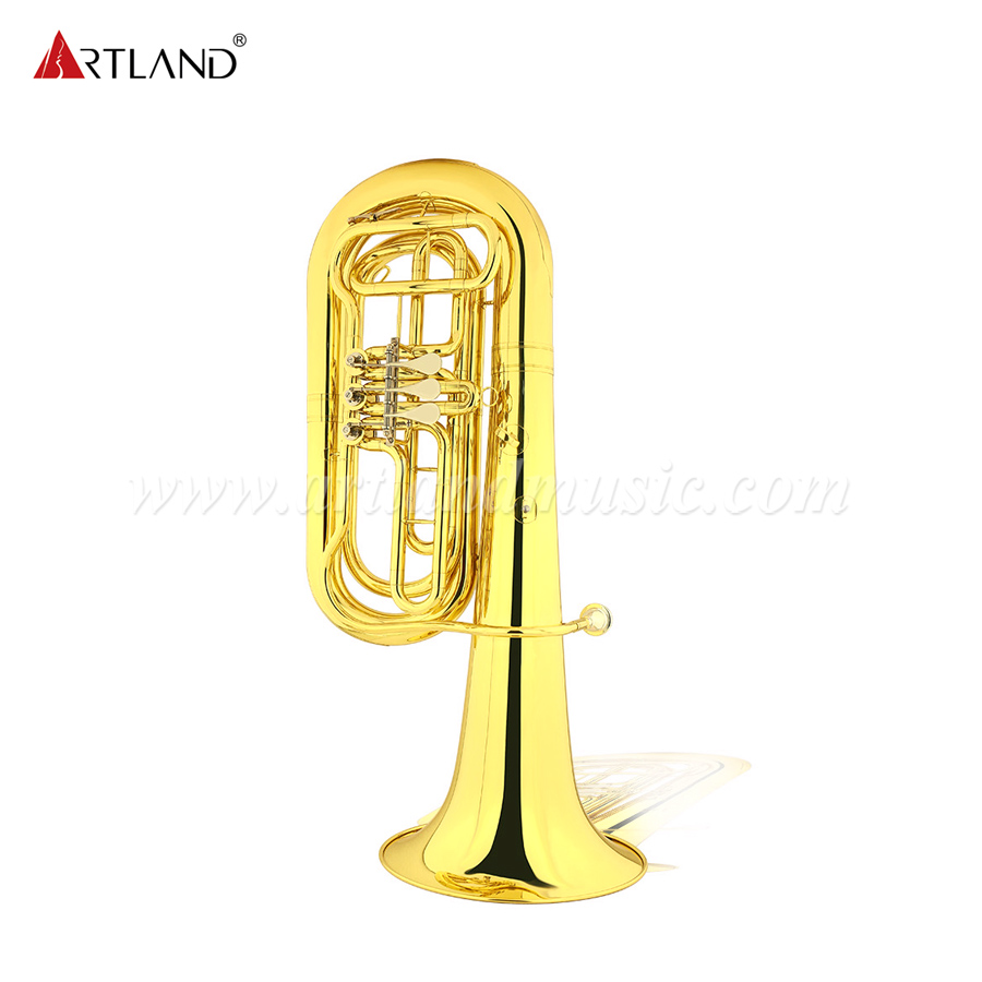 Tuba de tres llaves planas lacada en oro (ATB300)