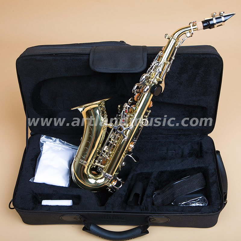 Saxofón soprano lacado en oro con llave de níquel (ASS3506GN)
